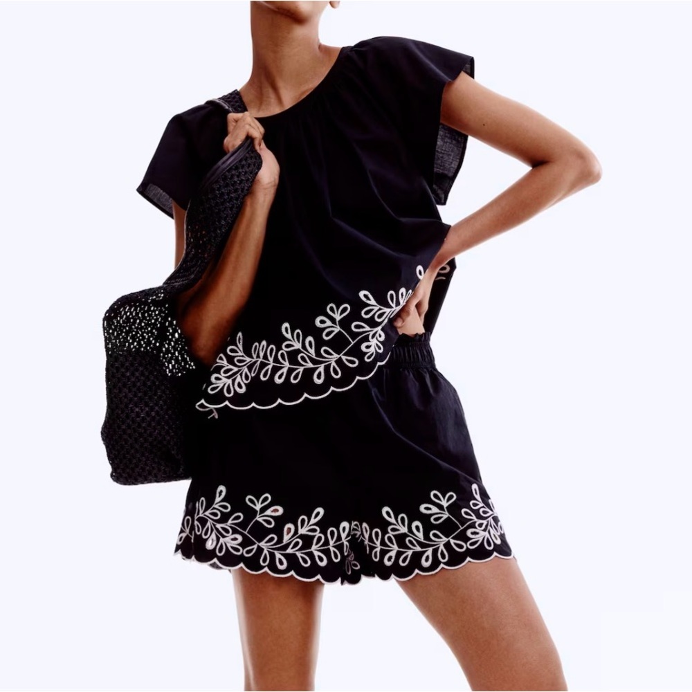 NWOT H&M Embroidered Cotton Top and Shorts Set